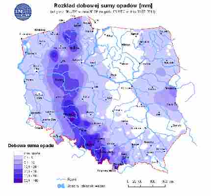 Ocena aktualnej i prognozowanej sytuacji hydrologicznej 01.07.2011