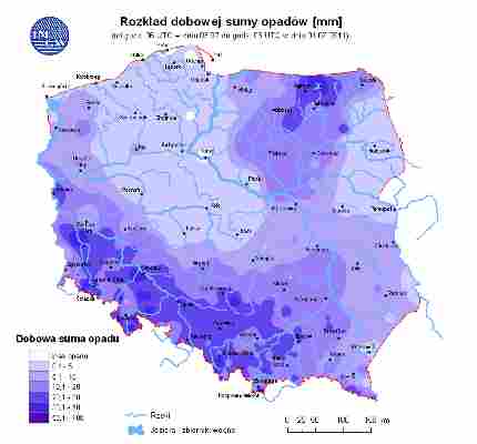 Ocena aktualnej i prognozowanej sytuacji hydrologicznej 04.07.2011