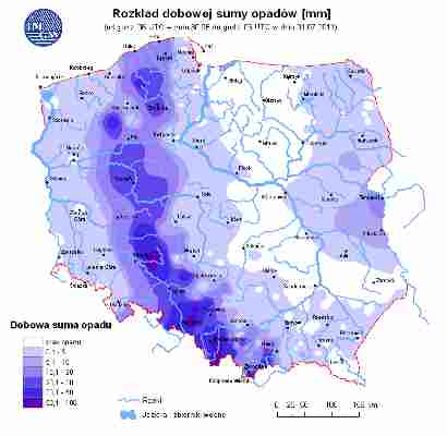 Ocena aktualnej i prognozowanej sytuacji hydrologicznej wg stanu na godz.08:00 w dniu 01.07.2011