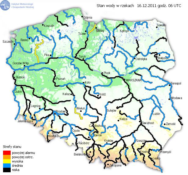 Ocena aktualnej i prognozowanej sytuacji hydrologicznej 16-19.12.2011