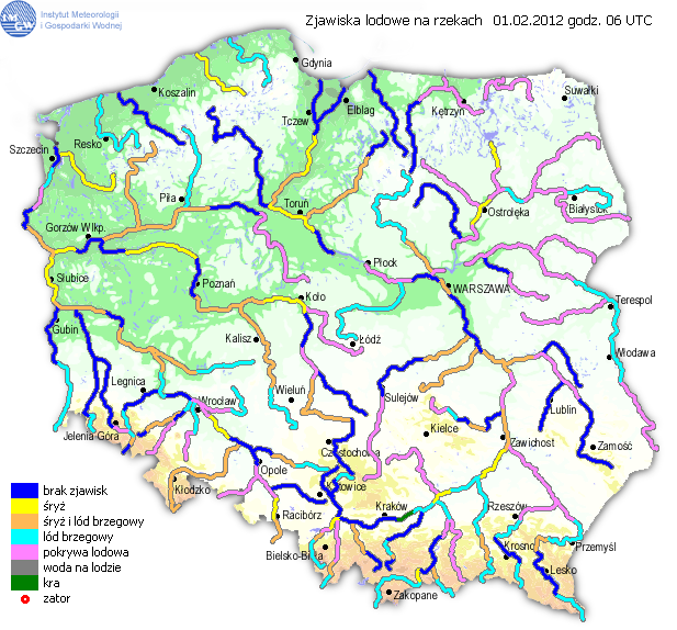 Ocena aktualnej i prognozowanej sytuacji hydrologicznej w dniu 01.02.2012r.