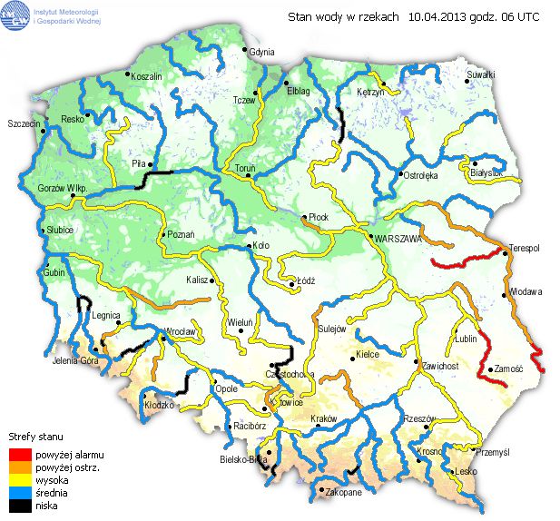 Ocena aktualnej sytuacji hydrologicznej w dniu 10.04.2013 r.